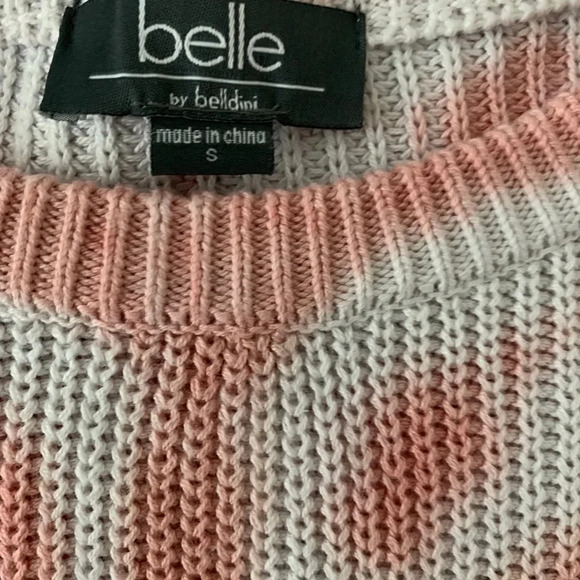 Women's Pink Navy Tie Dye Knit Sweater SZ S Long Sleeve Pullover Top Lightweight - Picture 4 of 7